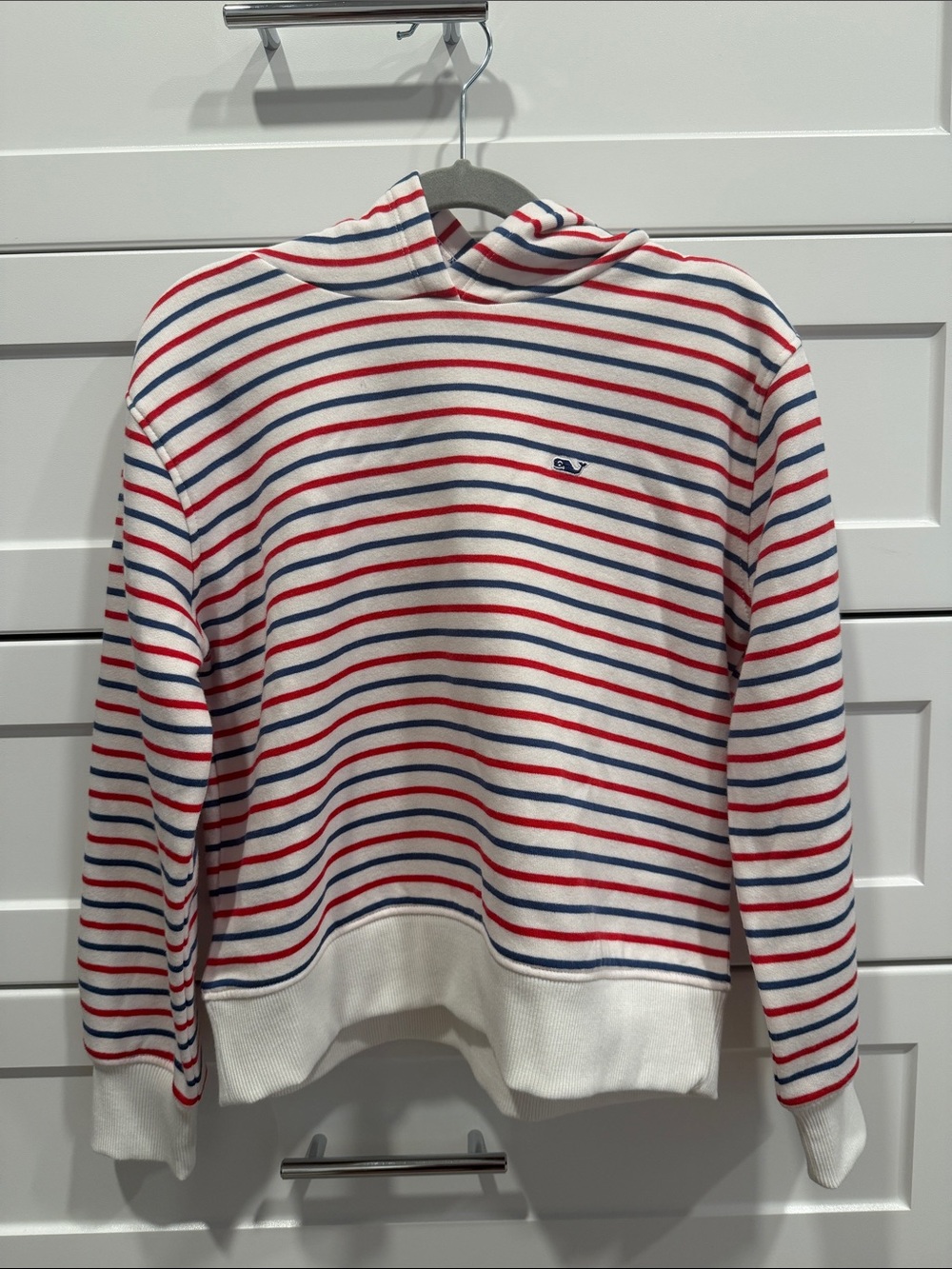 NWT! Vineyard Vines Kids Striped Hoodie Sweater - White with Red & Navy Stripes
